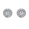 Orecchini a bottone Eternity Halo con diamanti sintetici 0,45 carati in totale, forma rotonda, argento sterling Orecchini a bottone Eternity Halo con diamanti sintetici 0,45 carati in totale, forma rotonda, argento sterling