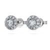 Orecchini a bottone Eternity Halo con diamanti sintetici 0,45 carati in totale, forma rotonda, argento sterling Orecchini a bottone Eternity Halo con diamanti sintetici 0,45 carati in totale, forma rotonda, argento sterling