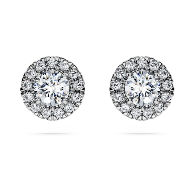 Orecchini a bottone Eternity Halo con diamanti sintetici 0,75 carati in totale, forma rotonda, oro bianco 14K Orecchini a bottone Eternity Halo con diamanti sintetici 0,75 carati in totale, forma rotonda, oro bianco 14K