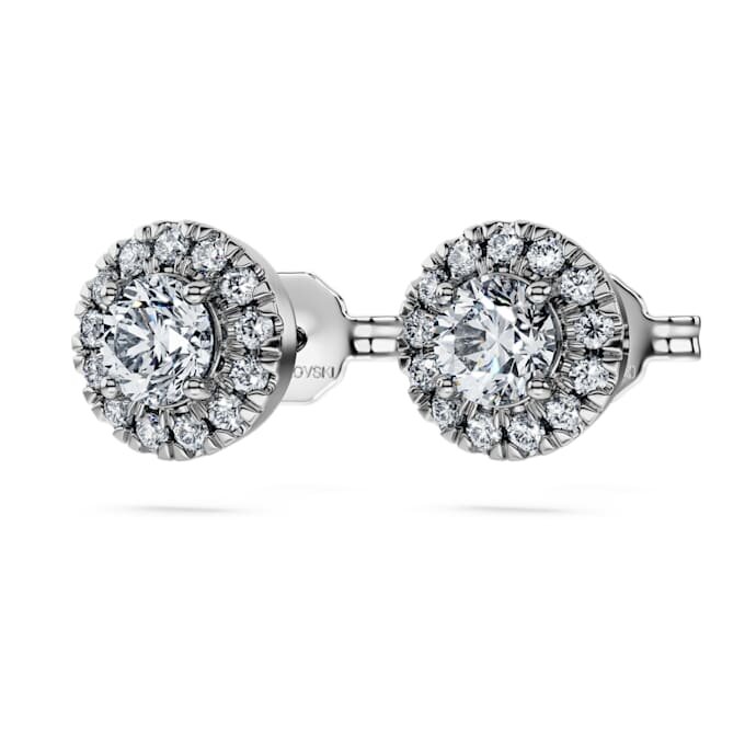Orecchini a bottone Eternity Halo con diamanti sintetici 0,75 carati in totale, forma rotonda, oro bianco 14K Orecchini a bottone Eternity Halo con diamanti sintetici 0,75 carati in totale, forma rotonda, oro bianco 14K