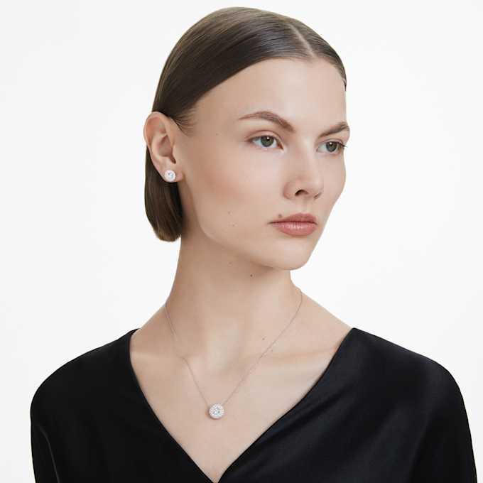 Orecchini a bottone Eternity Halo con diamanti sintetici da 2 Ct in totale, forma rotonda, oro bianco 14K Orecchini a bottone Eternity Halo con diamanti sintetici da 2 Ct in totale, forma rotonda, oro bianco 14K