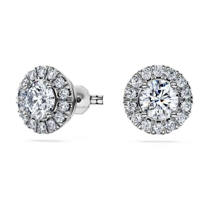 Orecchini a bottone Eternity Halo con diamanti sintetici da 2 Ct in totale, forma rotonda, oro bianco 14K Orecchini a bottone Eternity Halo con diamanti sintetici da 2 Ct in totale, forma rotonda, oro bianco 14K