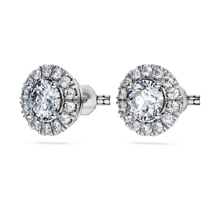 Orecchini a bottone Eternity Halo con diamanti sintetici da 2 Ct in totale, forma rotonda, oro bianco 14K Orecchini a bottone Eternity Halo con diamanti sintetici da 2 Ct in totale, forma rotonda, oro bianco 14K