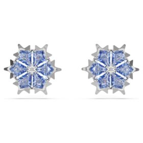 Orecchini a bottone Magic “Fiocco di neve”, blu, placcati in rodio