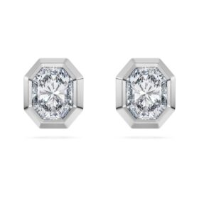 Orecchini a bottone ottagonali con diamanti sintetici da 1,0 carati in totale, forma ottagonale, oro bianco 14K