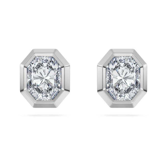 Orecchini a bottone ottagonali con diamanti sintetici da 1,0 carati in totale, forma ottagonale, oro bianco 14K Orecchini a bottone ottagonali con diamanti sintetici da 1,0 carati in totale, forma ottagonale, oro bianco 14K
