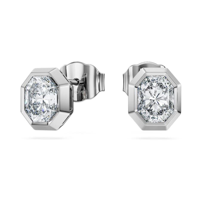 Orecchini a bottone ottagonali con diamanti sintetici da 1,0 carati in totale, forma ottagonale, oro bianco 14K Orecchini a bottone ottagonali con diamanti sintetici da 1,0 carati in totale, forma ottagonale, oro bianco 14K
