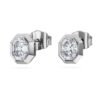 Orecchini a bottone ottagonali con diamanti sintetici da 1,0 carati in totale, forma ottagonale, oro bianco 14K Orecchini a bottone ottagonali con diamanti sintetici da 1,0 carati in totale, forma ottagonale, oro bianco 14K