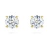 Orecchini a bottone solitari Eternity con diamanti sintetici da laboratorio, 1 Ct in totale, forma rotonda, oro giallo 14K Orecchini a bottone solitari Eternity con diamanti sintetici da laboratorio, 1 Ct in totale, forma rotonda, oro giallo 14K