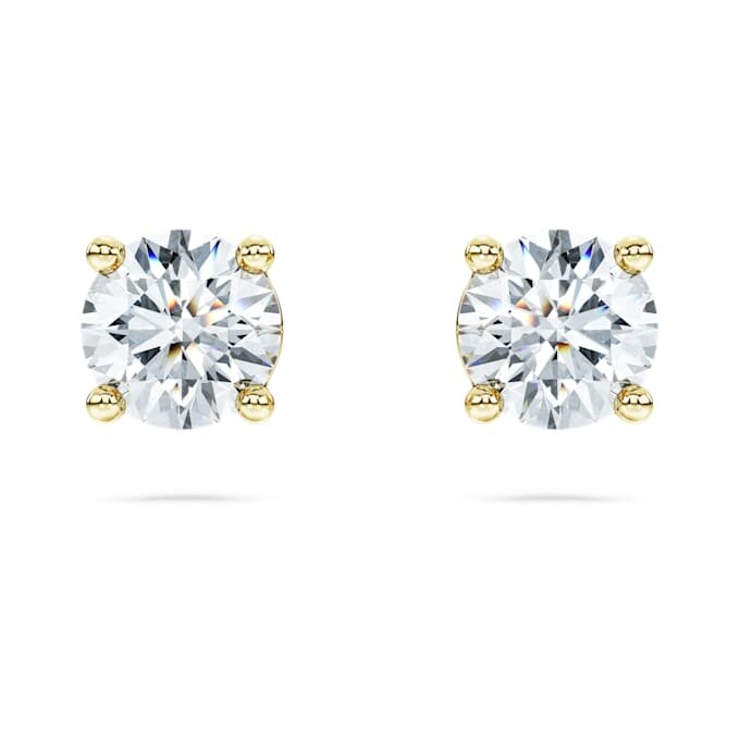 Orecchini a bottone solitari Eternity con diamanti sintetici da laboratorio, 1 Ct in totale, forma rotonda, oro giallo 14K Orecchini a bottone solitari Eternity con diamanti sintetici da laboratorio, 1 Ct in totale, forma rotonda, oro giallo 14K
