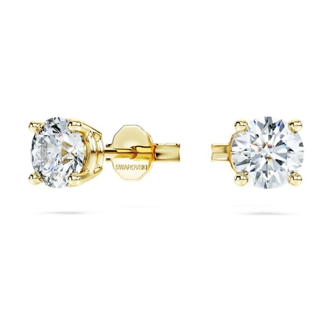 Orecchini a bottone solitari Eternity con diamanti sintetici da laboratorio, 1 Ct in totale, forma rotonda, oro giallo 14K Orecchini a bottone solitari Eternity con diamanti sintetici da laboratorio, 1 Ct in totale, forma rotonda, oro giallo 14K