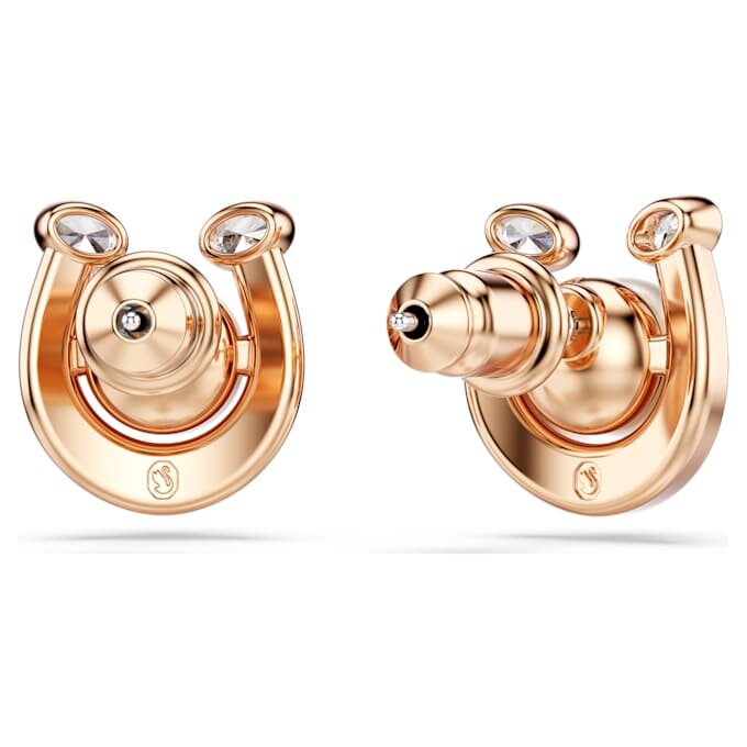 Orecchini a bottone Symbolica con perla di cristallo, pavé, ferro di cavallo, bianco, placcati in oro rosa Orecchini a bottone Symbolica con perla di cristallo, pavé, ferro di cavallo, bianco, placcati in oro rosa