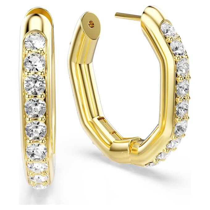 Orecchini a cerchio Dextera a forma ottagonale, taglio rotondo, medi, bianchi, placcati in oro Orecchini a cerchio Dextera a forma ottagonale, taglio rotondo, medi, bianchi, placcati in oro