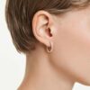 Orecchini a cerchio Dextera a forma ottagonale, taglio rotondo, piccoli, bianchi, placcati in oro rosa