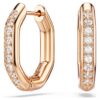 Orecchini a cerchio Dextera a forma ottagonale, taglio rotondo, piccoli, bianchi, placcati in oro rosa