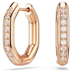 Orecchini a cerchio Dextera a forma ottagonale, taglio rotondo, piccoli, bianchi, placcati in oro rosa