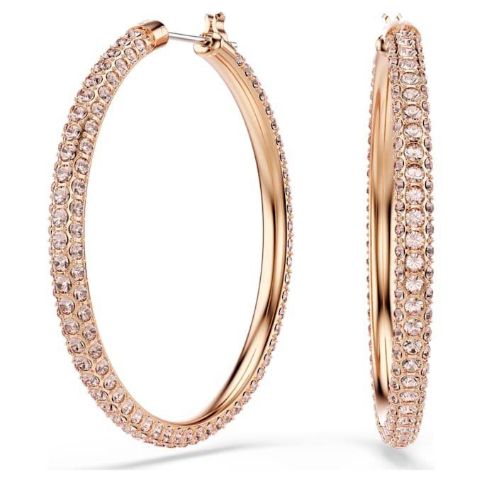 Orecchini a cerchio Dextera con pavé, grandi, bianchi, placcati in oro rosa Orecchini a cerchio Dextera con pavé, grandi, bianchi, placcati in oro rosa