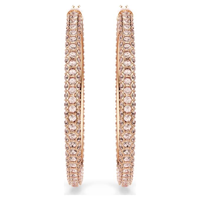 Orecchini a cerchio Dextera con pavé, grandi, bianchi, placcati in oro rosa Orecchini a cerchio Dextera con pavé, grandi, bianchi, placcati in oro rosa