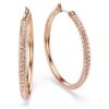 Orecchini a cerchio Dextera con pavé, grandi, bianchi, placcati in oro rosa Orecchini a cerchio Dextera con pavé, grandi, bianchi, placcati in oro rosa