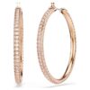 Orecchini a cerchio Dextera con pavé, grandi, bianchi, placcati in oro rosa Orecchini a cerchio Dextera con pavé, grandi, bianchi, placcati in oro rosa