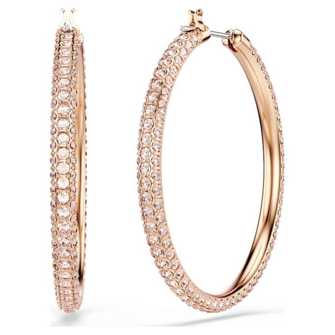 Orecchini a cerchio Dextera con pavé, grandi, bianchi, placcati in oro rosa Orecchini a cerchio Dextera con pavé, grandi, bianchi, placcati in oro rosa