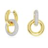 Orecchini a cerchio Dextera, design asimmetrico, anelli intrecciati, bianchi, placcati in oro