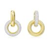 Orecchini a cerchio Dextera, design asimmetrico, anelli intrecciati, bianchi, placcati in oro