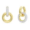 Orecchini a cerchio Dextera, design asimmetrico, anelli intrecciati, bianchi, placcati in oro