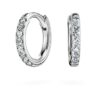 Orecchini a cerchio Eternity con diamanti sintetici 0,1 carati in totale, forma rotonda, piccoli, oro bianco 14K Orecchini a cerchio Eternity con diamanti sintetici 0,1 carati in totale, forma rotonda, piccoli, oro bianco 14K