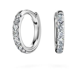 Orecchini a cerchio Eternity con diamanti sintetici 0,1 carati in totale, forma rotonda, piccoli, oro bianco 14K Orecchini a cerchio Eternity con diamanti sintetici 0,1 carati in totale, forma rotonda, piccoli, oro bianco 14K