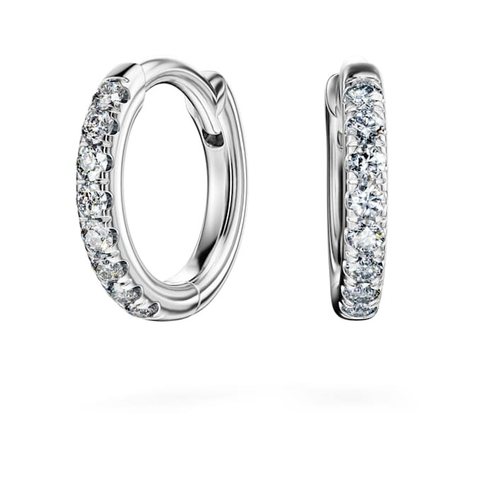 Orecchini a cerchio Eternity con diamanti sintetici 0,1 carati in totale, forma rotonda, piccoli, oro bianco 14K Orecchini a cerchio Eternity con diamanti sintetici 0,1 carati in totale, forma rotonda, piccoli, oro bianco 14K