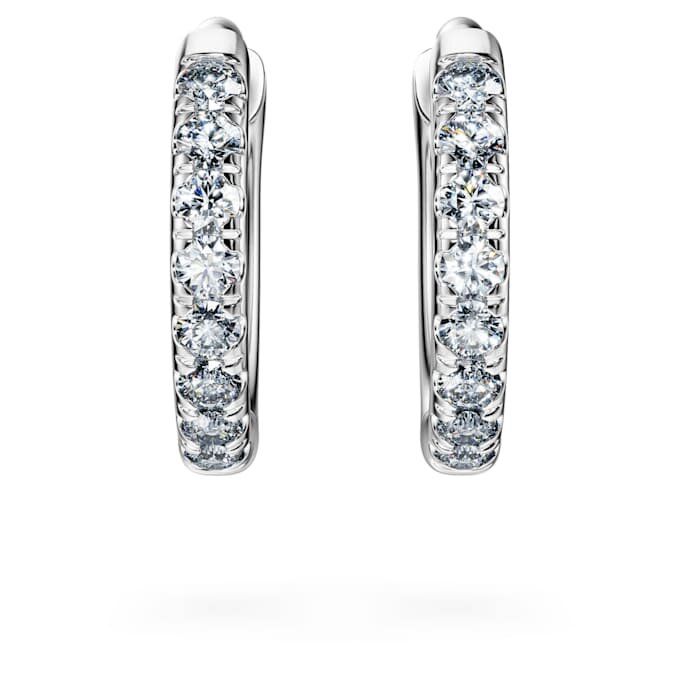 Orecchini a cerchio Eternity con diamanti sintetici 0,1 carati in totale, forma rotonda, piccoli, oro bianco 14K Orecchini a cerchio Eternity con diamanti sintetici 0,1 carati in totale, forma rotonda, piccoli, oro bianco 14K