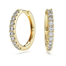 Orecchini a cerchio Eternity con diamanti sintetici 0,5 ct totali, forma rotonda, oro giallo 14K Orecchini a cerchio Eternity con diamanti sintetici 0,5 ct totali, forma rotonda, oro giallo 14K