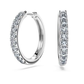 Orecchini a cerchio Eternity con diamanti sintetici 0,56 ct totali, forma rotonda, argento sterling