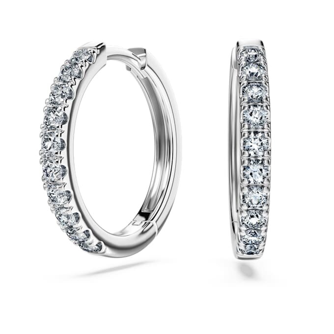 Orecchini a cerchio Eternity con diamanti sintetici 0,56 ct totali, forma rotonda, argento sterling Orecchini a cerchio Eternity con diamanti sintetici 0,56 ct totali, forma rotonda, argento sterling