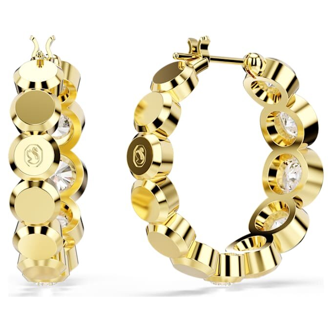 Orecchini a cerchio Imber con taglio rotondo, bianchi, placcati in oro Orecchini a cerchio Imber con taglio rotondo, bianchi, placcati in oro