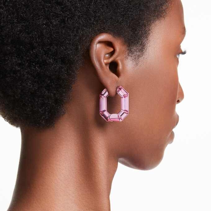 Orecchini a cerchio Lucent a forma di ottagono, piccoli, rosa Orecchini a cerchio Lucent a forma di ottagono, piccoli, rosa
