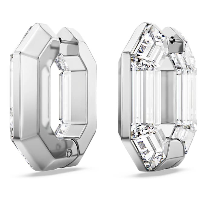 Orecchini a cerchio Lucent a forma ottagonale, piccoli, bianchi Orecchini a cerchio Lucent a forma ottagonale, piccoli, bianchi