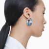 Orecchini a cerchio Lucent a forma ottagonale, piccoli, blu