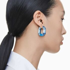 Orecchini a cerchio Lucent a forma ottagonale, piccoli, blu