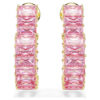 Orecchini a cerchio Matrix con taglio baguette, a forma di cuore, piccoli, rosa, placcati in oro Orecchini a cerchio Matrix con taglio baguette, a forma di cuore, piccoli, rosa, placcati in oro