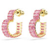 Orecchini a cerchio Matrix con taglio baguette, a forma di cuore, piccoli, rosa, placcati in oro Orecchini a cerchio Matrix con taglio baguette, a forma di cuore, piccoli, rosa, placcati in oro