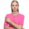 Orecchini a cerchio Matrix con taglio baguette, rosa, placcati in oro rosa Orecchini a cerchio Matrix con taglio baguette, rosa, placcati in oro rosa