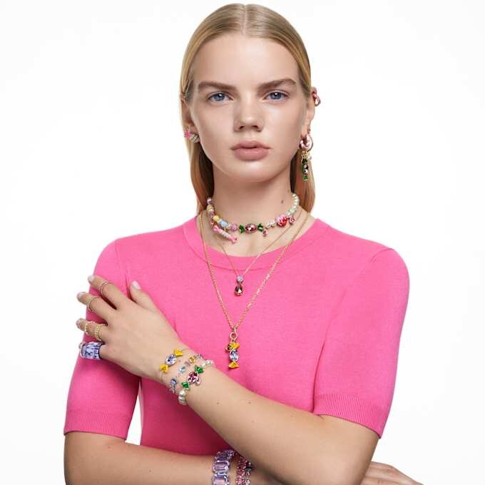 Orecchini a cerchio Matrix con taglio baguette, rosa, placcati in oro rosa Orecchini a cerchio Matrix con taglio baguette, rosa, placcati in oro rosa