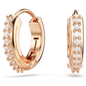 Orecchini a cerchio Matrix con taglio rotondo, bianchi, placcati in oro rosa