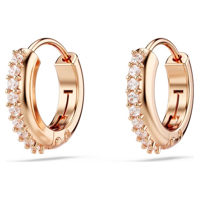 Orecchini a cerchio Matrix con taglio rotondo, bianchi, placcati in oro rosa Orecchini a cerchio Matrix con taglio rotondo, bianchi, placcati in oro rosa