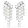 Orecchini a clip Millenia con taglio ottagonale, stile chandelier, bianchi, placcati in rodio