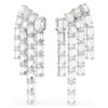 Orecchini a clip Millenia con taglio ottagonale, stile chandelier, bianchi, placcati in rodio