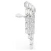 Orecchini a clip Millenia con taglio ottagonale, stile chandelier, bianchi, placcati in rodio