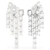 Orecchini a clip Millenia con taglio ottagonale, stile chandelier, bianchi, placcati in rodio